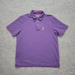 Tommy Bahama Island‎ Zone Polo Shirt Mens Medium Purple Embroidered Martini